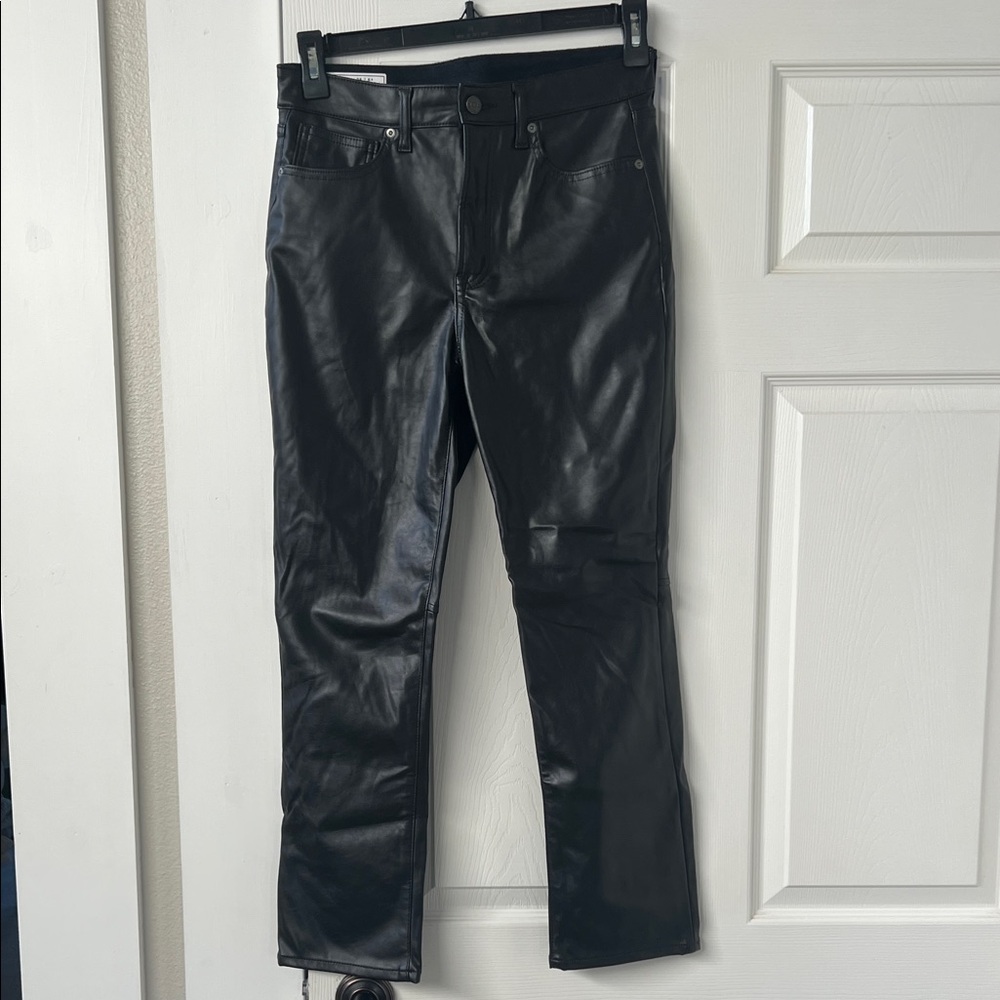 GAP Black Faux Leather Slim Straight Jeans